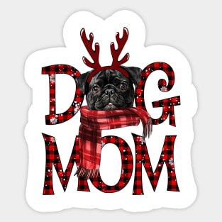 Black Pug Mom Christmas Dog Mom Dog Lovers Sticker